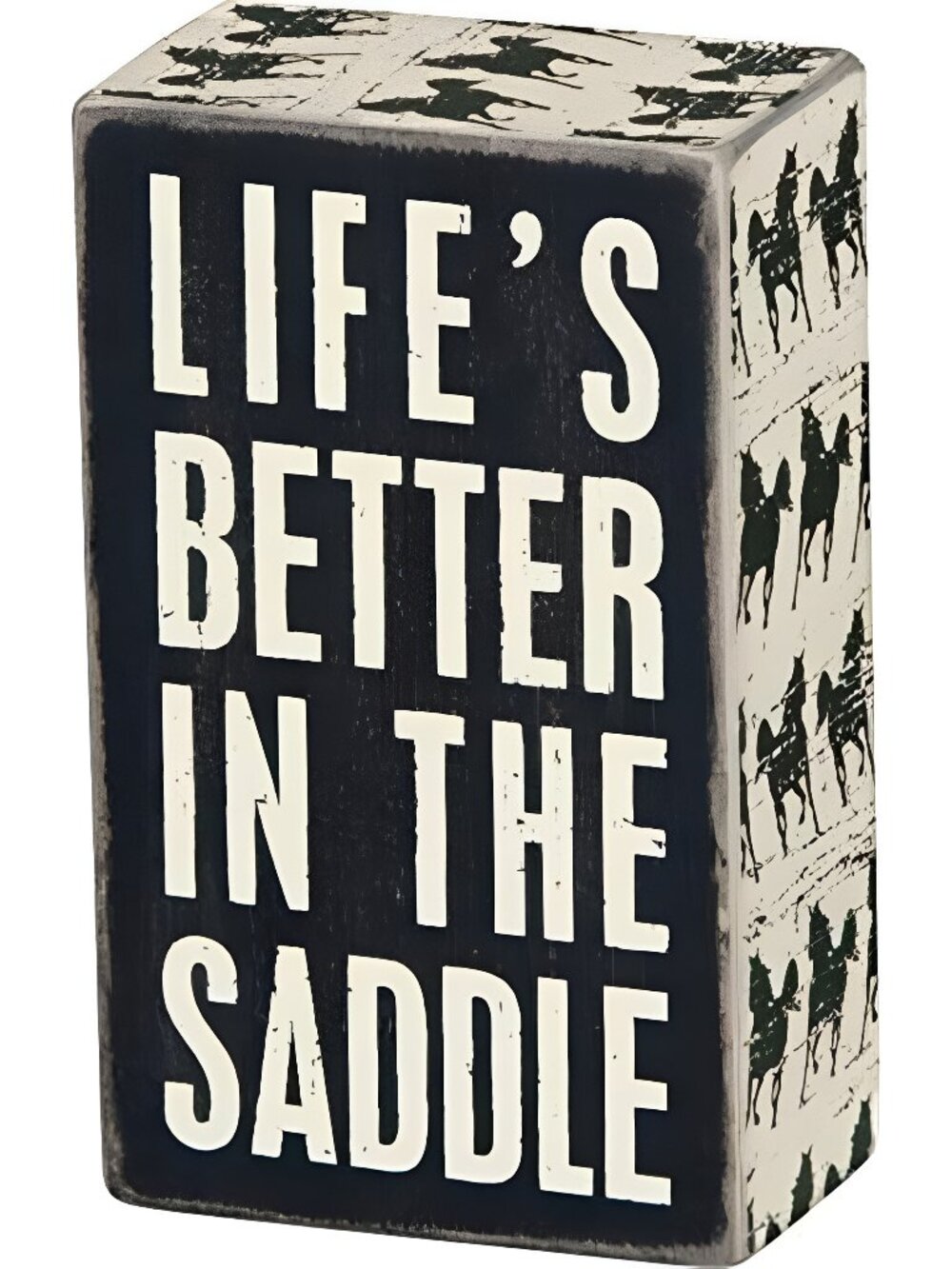 Horse-Print Trimmed Box Sign, 3 x 5-Inches, Life's Better in The Saddle